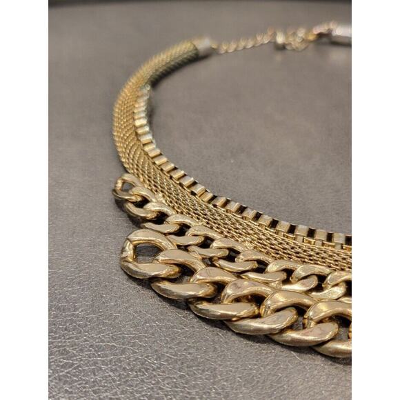 Womens Gold Chain Layered Statement Necklace Cuban Link Rope Bib Fashion Jewelry - Picture 10 of 11
